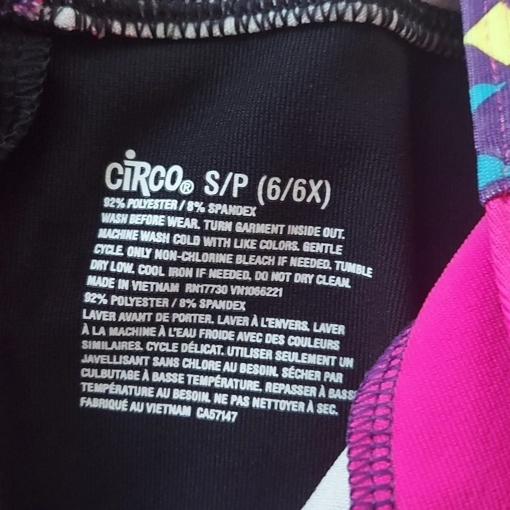 Circo bow Leotard Dance Gymnastics Cheer - multicolor black pink - sz S (6/6X)